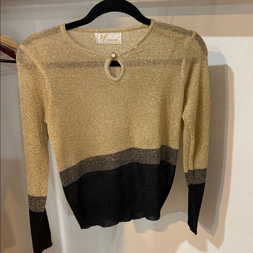 Chic Gold and Black Women's Sweater